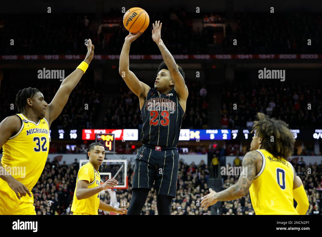 Madison, WI, USA. 14th Feb, 2023. Wisconsin Badgers guard Chucky