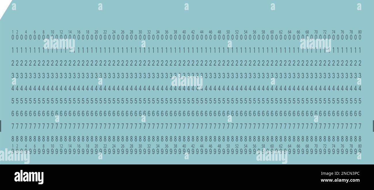 Blank punch card for electronic calculated data processing machines. Retro punchcard for input and storage in automated technology information Stock Vector