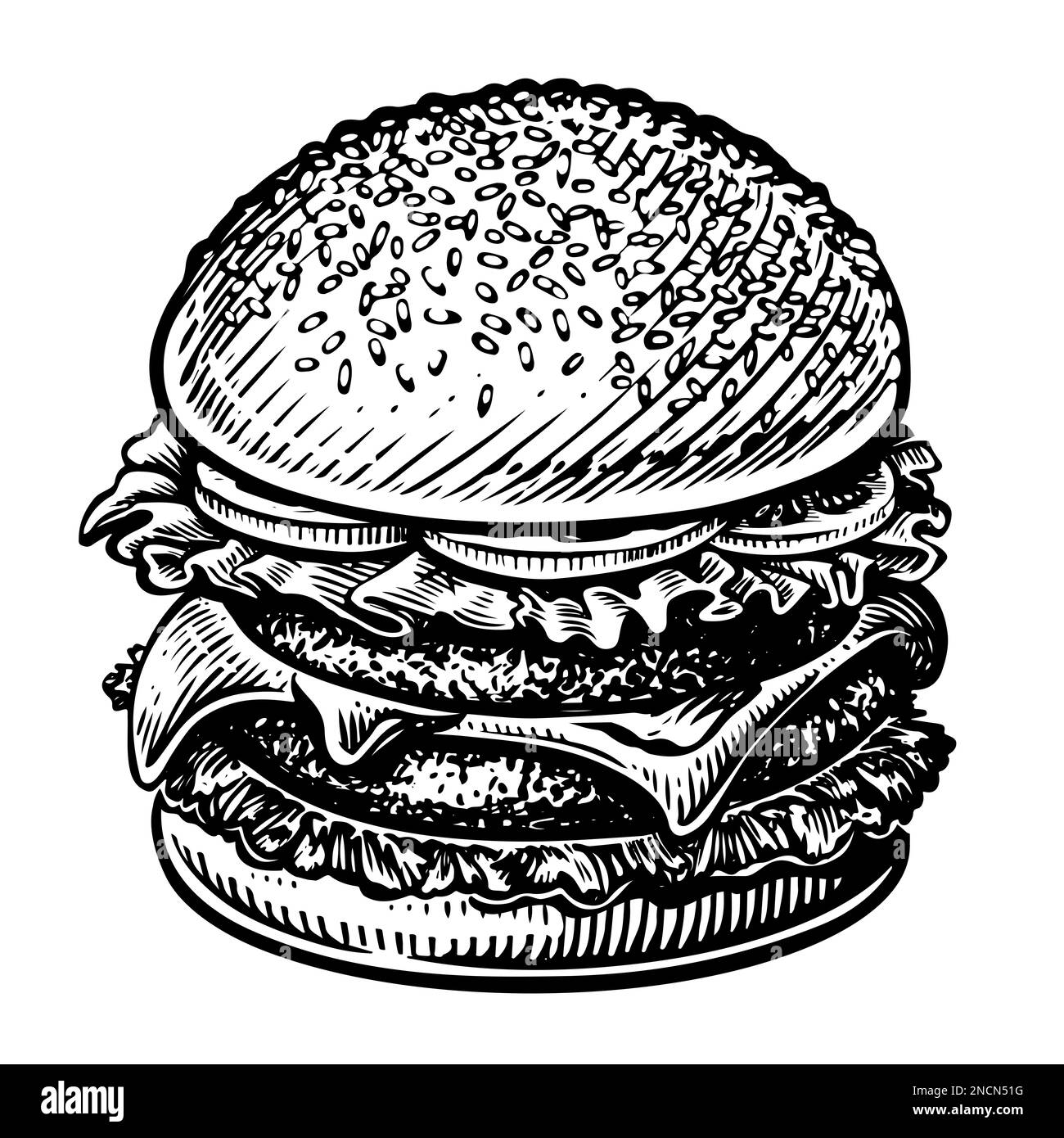 Cheeseburger Sketch Burger Illustration For Fast Food Restaurant Menu cheeseburger-sketch-burger-illustration-for-fast-food-restaurant-menu