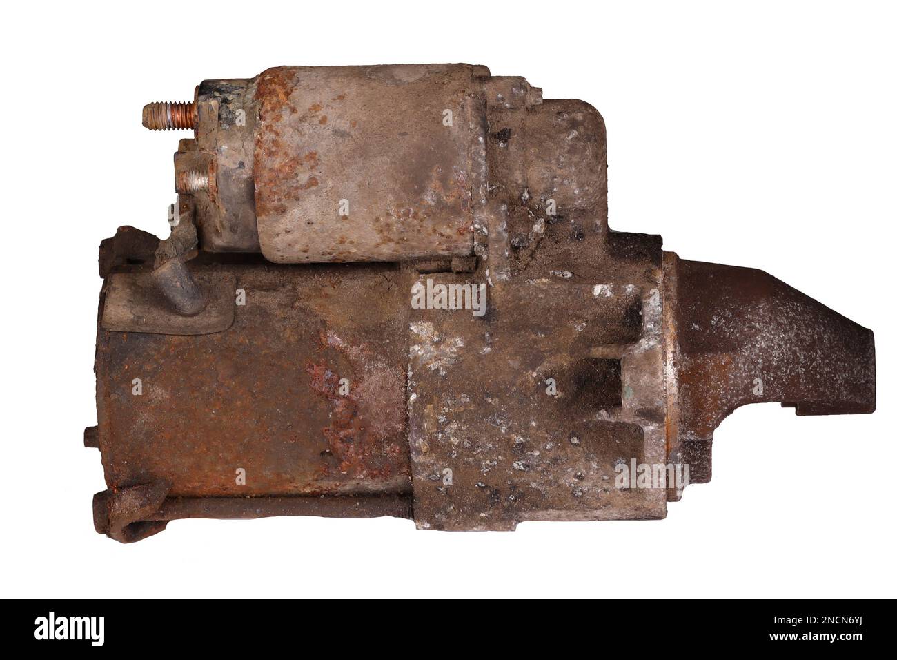 old rusty car starter isolated on white background Stock Photo Alamy
