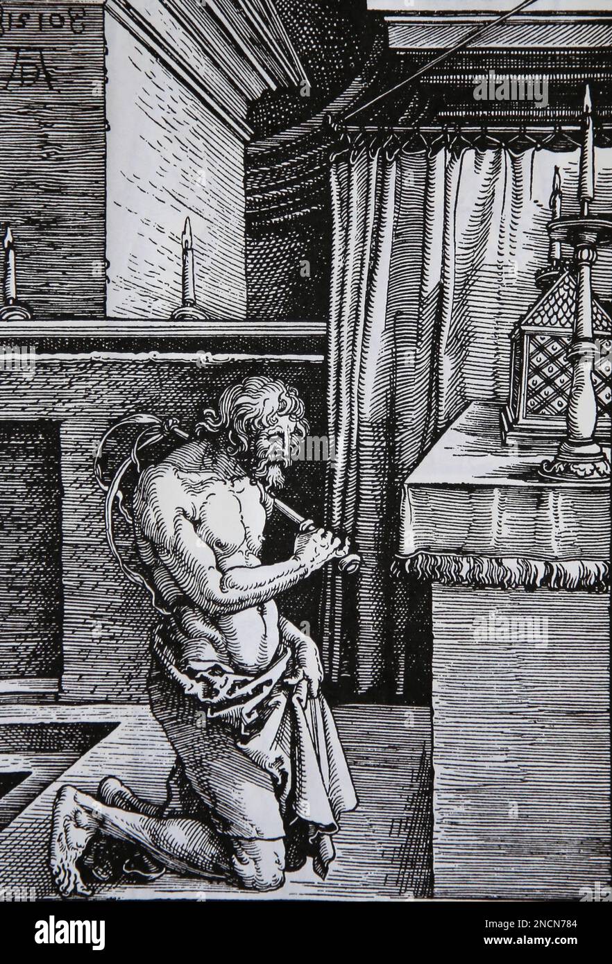 The penitent, 1510.  Engraving by Albert Durer (1471-1528). Stock Photo