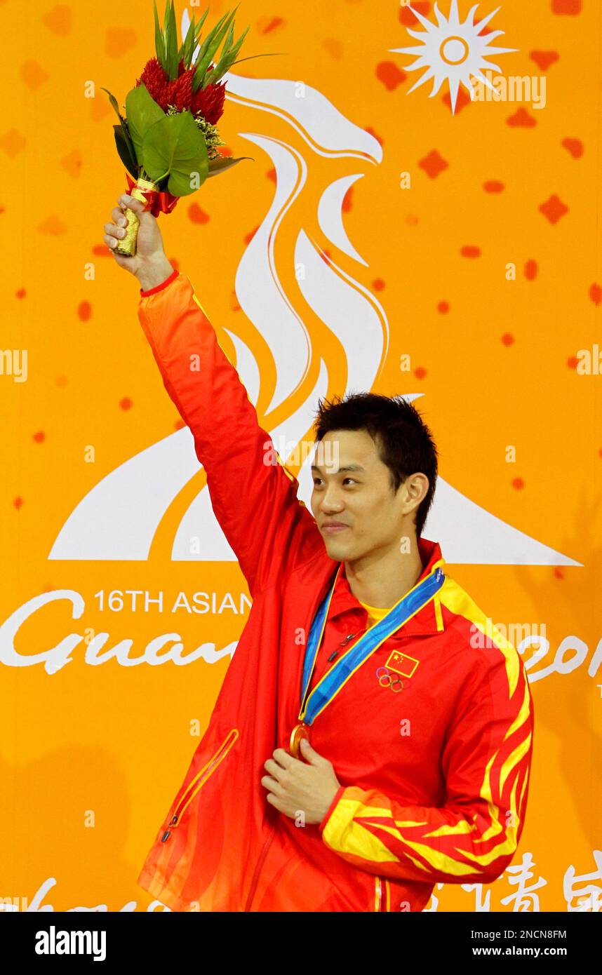 China's Zhou Jiawei celebrates his gold medal after winning the mens ...