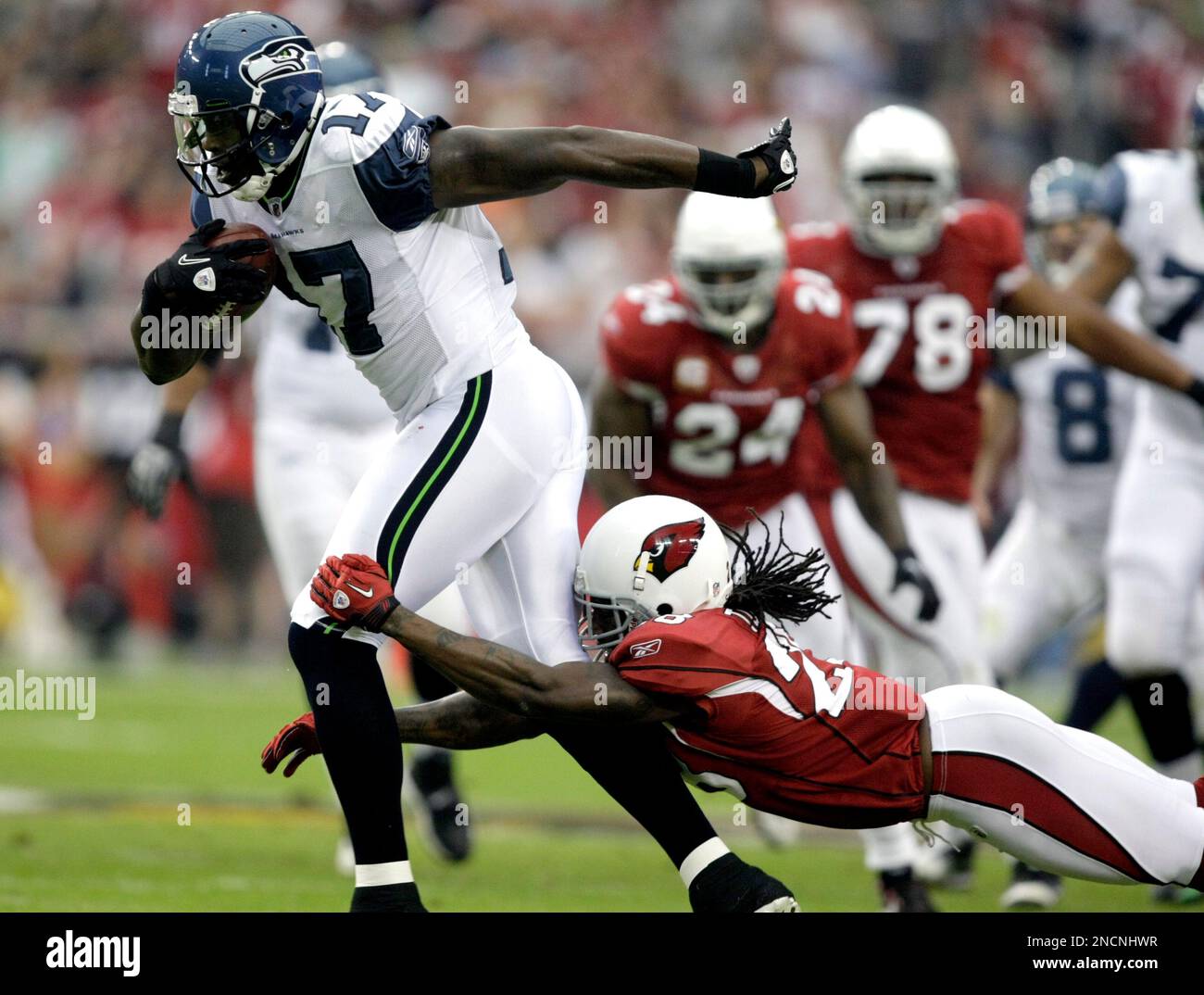 September 12, 2010; Seattle, WA, USA; Seattle Seahawks wide receiver Mike  Williams (17) during the first quarter against the San Francisco 49ers at  Qwest Field. Seattle defeated San Francisco 31-6 Stock Photo - Alamy