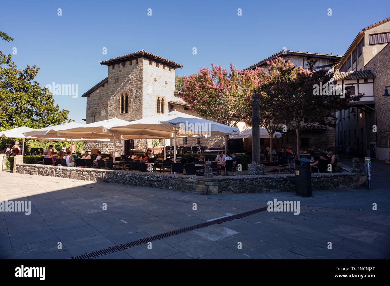 Pamplona, Spain - August, 01, 2022: View of the famous bar restaurant named Caballo Blanco in Pamplona Stock Photo
