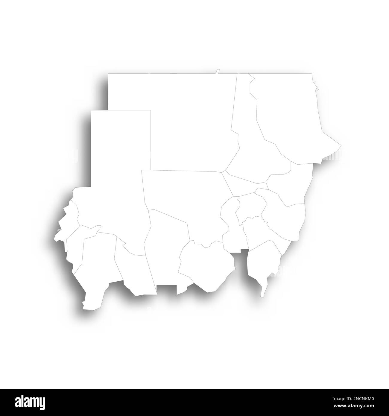 Sudan political map of administrative divisions - states. Flat white ...
