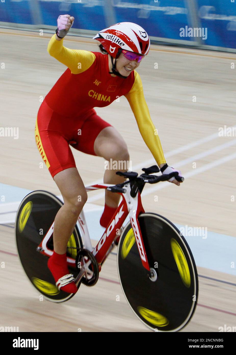 China's Fan Jiang of China reacts on after winning the Women's ...