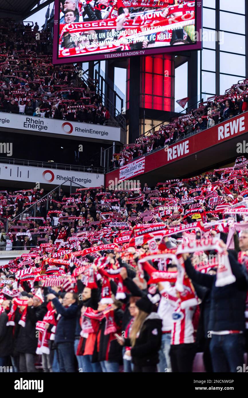 Köln, RheinEnergieStadion, 12.02.23 Fankurve, Fanblock der Kölner Fans beim 1.Bundesliga Spiel