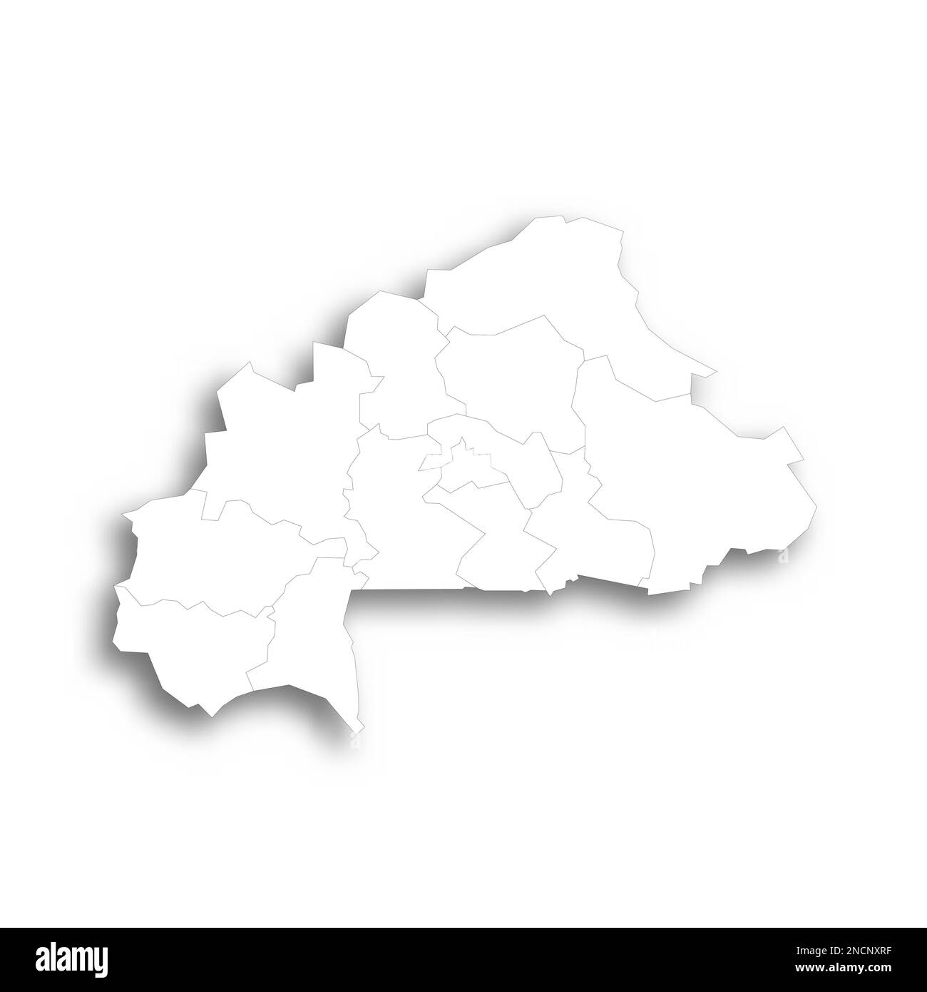 Burkina Faso political map of administrative divisions - regions. Flat ...