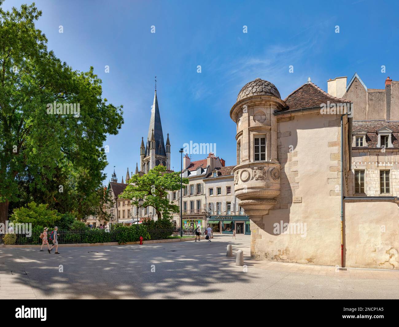 Eglise Notre-Dame and the Place des Ducs de Bourgogne Stock Photo