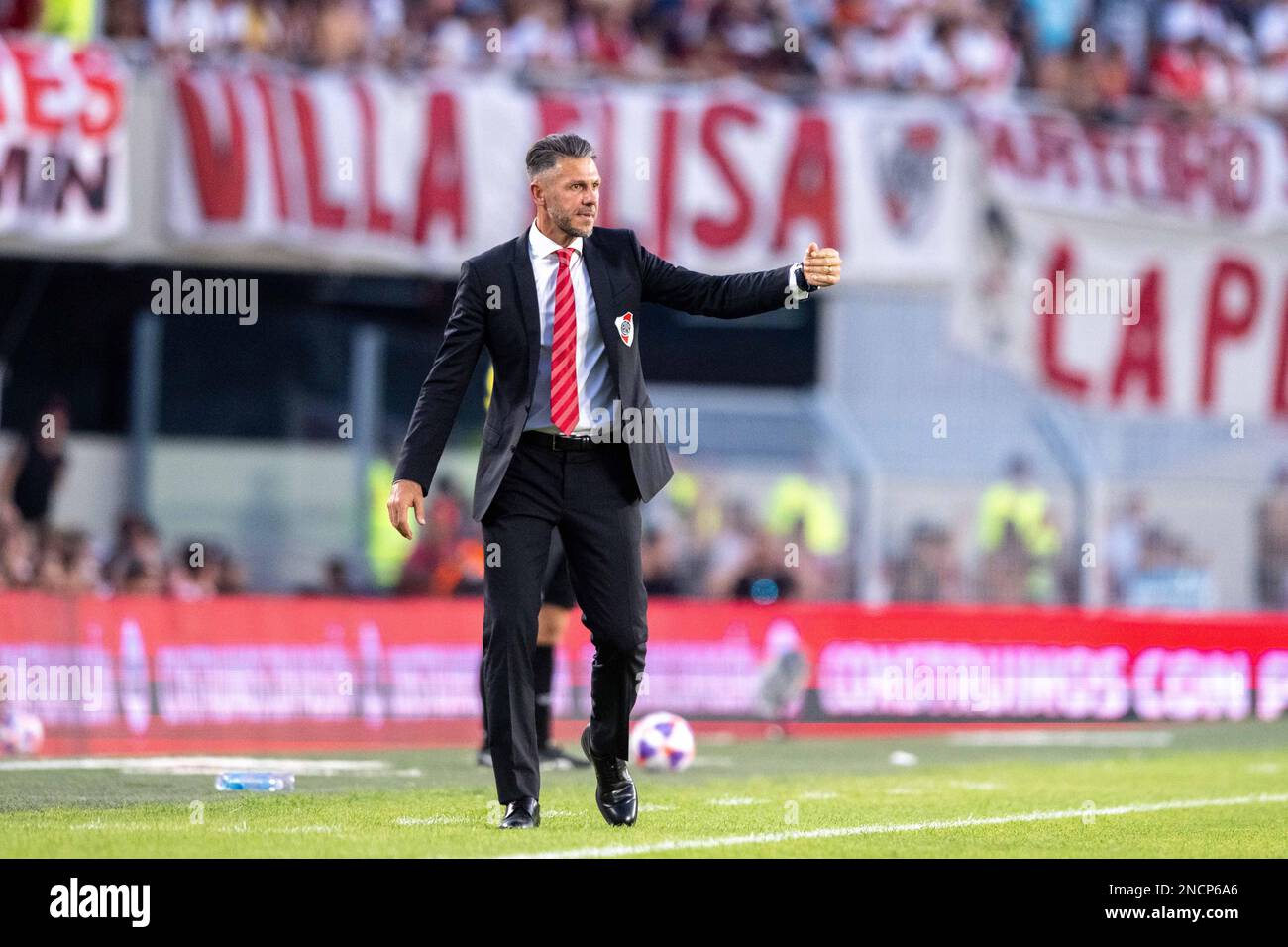 Argentina, Buenos Aires - 12 February 2023: Head Coach Martín Demichelis of River Plate during the Torneo Binance 2023 of Argentine Liga Profesional m Stock Photo