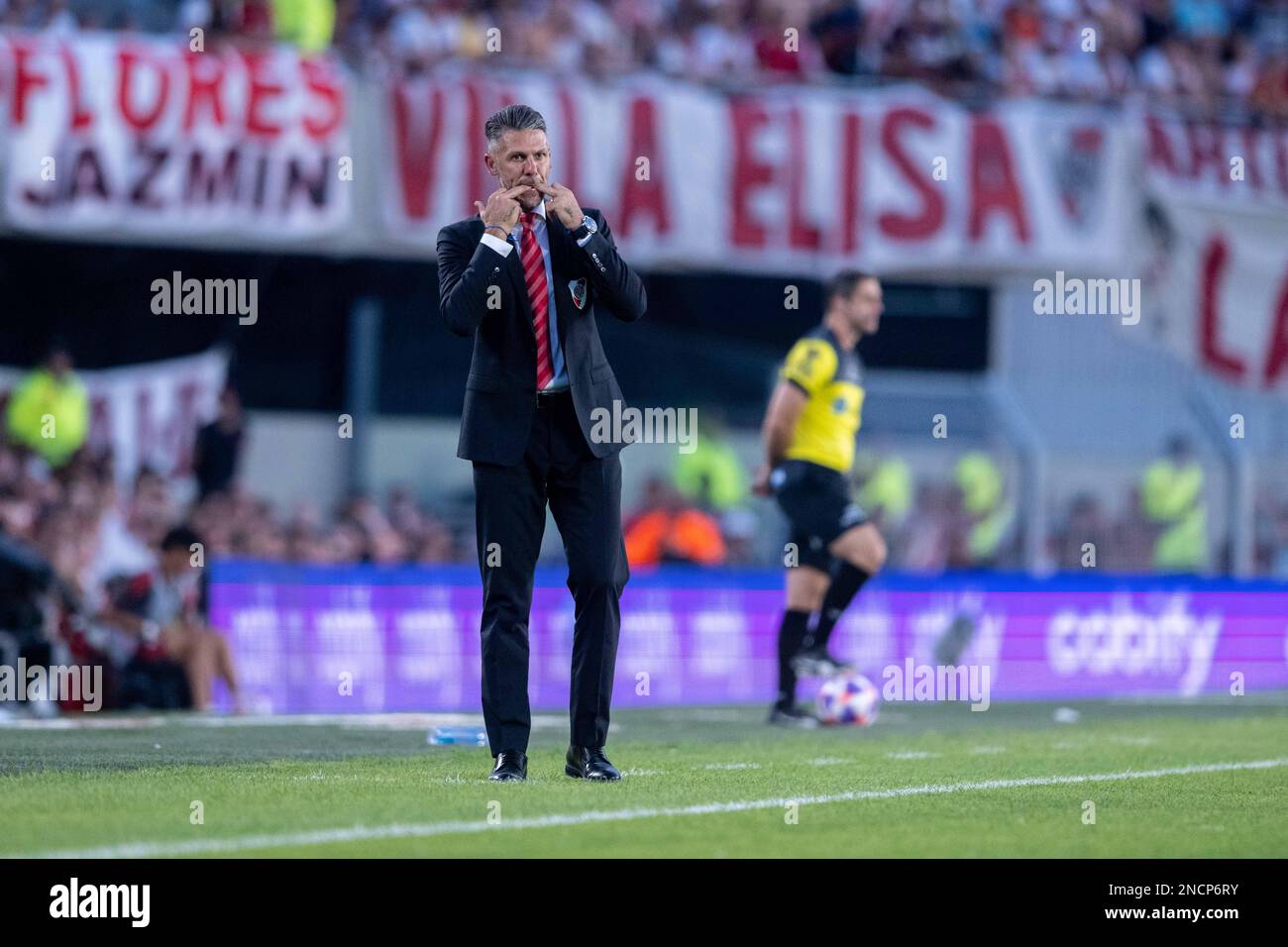 Argentina, Buenos Aires - 12 February 2023: manager Martín Demichelis of River Plate during the Torneo Binance 2023 of Argentine Liga Profesional matc Stock Photo