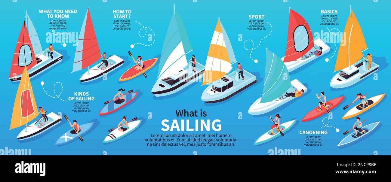 Regatta infographic set with sailing sport symbols isometric vector