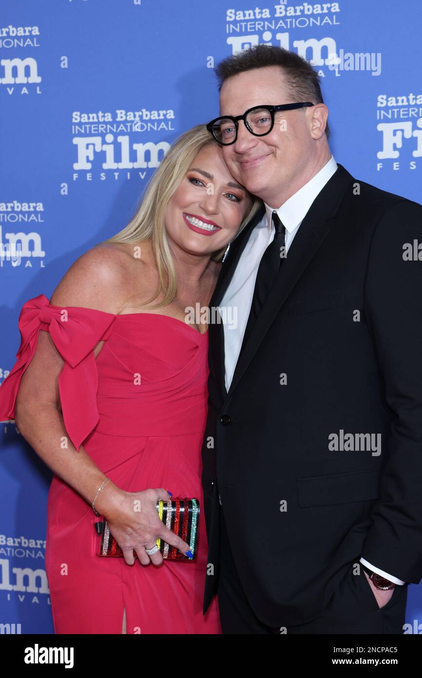 Santa Barbara, USA. 14th Feb, 2023. Afton Smith and Brendan Fraser attend the 2023 Santa Barbara International Film Festival: Outstanding American Riviera Award Ceremony at The Arlington Theatre on February 14, 2023 in Santa Barbara, California. Photo: CraSH/imageSPACE/Sipa USA Credit: Sipa USA/Alamy Live News Stock Photo