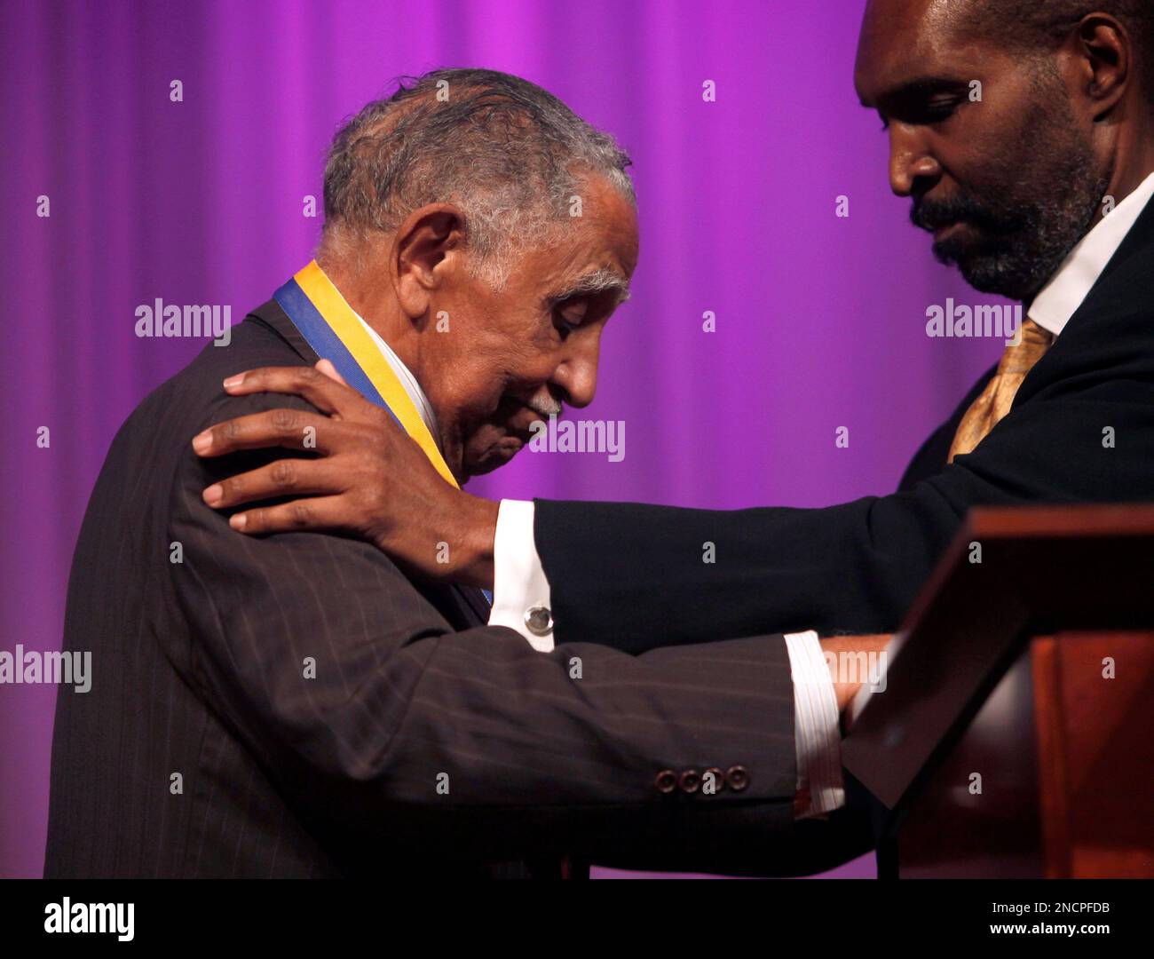 Dr. Joseph Lowery, left, receives the 2010 James Weldon Johnson medal