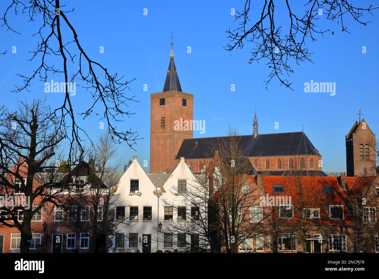 Historic houses located inside the fortified town of Naarden, Netherlands Stock Photo