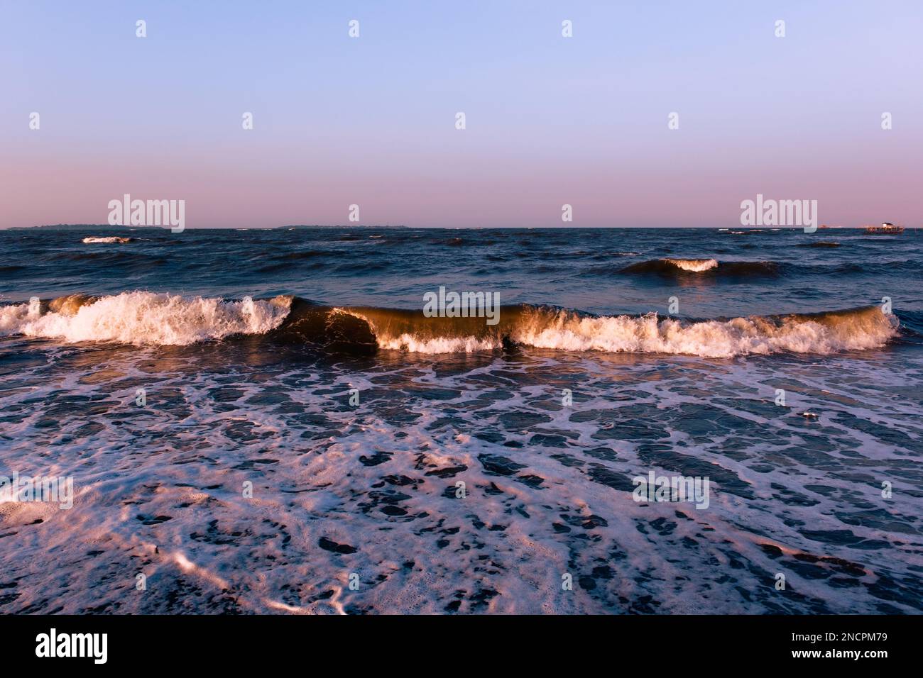 Sea wave in the afternoon at Tanjung Pasir, Indonesia Stock Photo