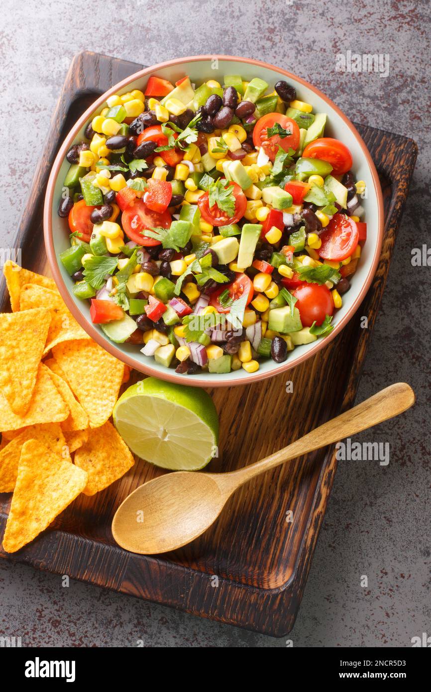 Cowboy texac caviar is a traditional American salad made with black beans, garlic, onion, bell