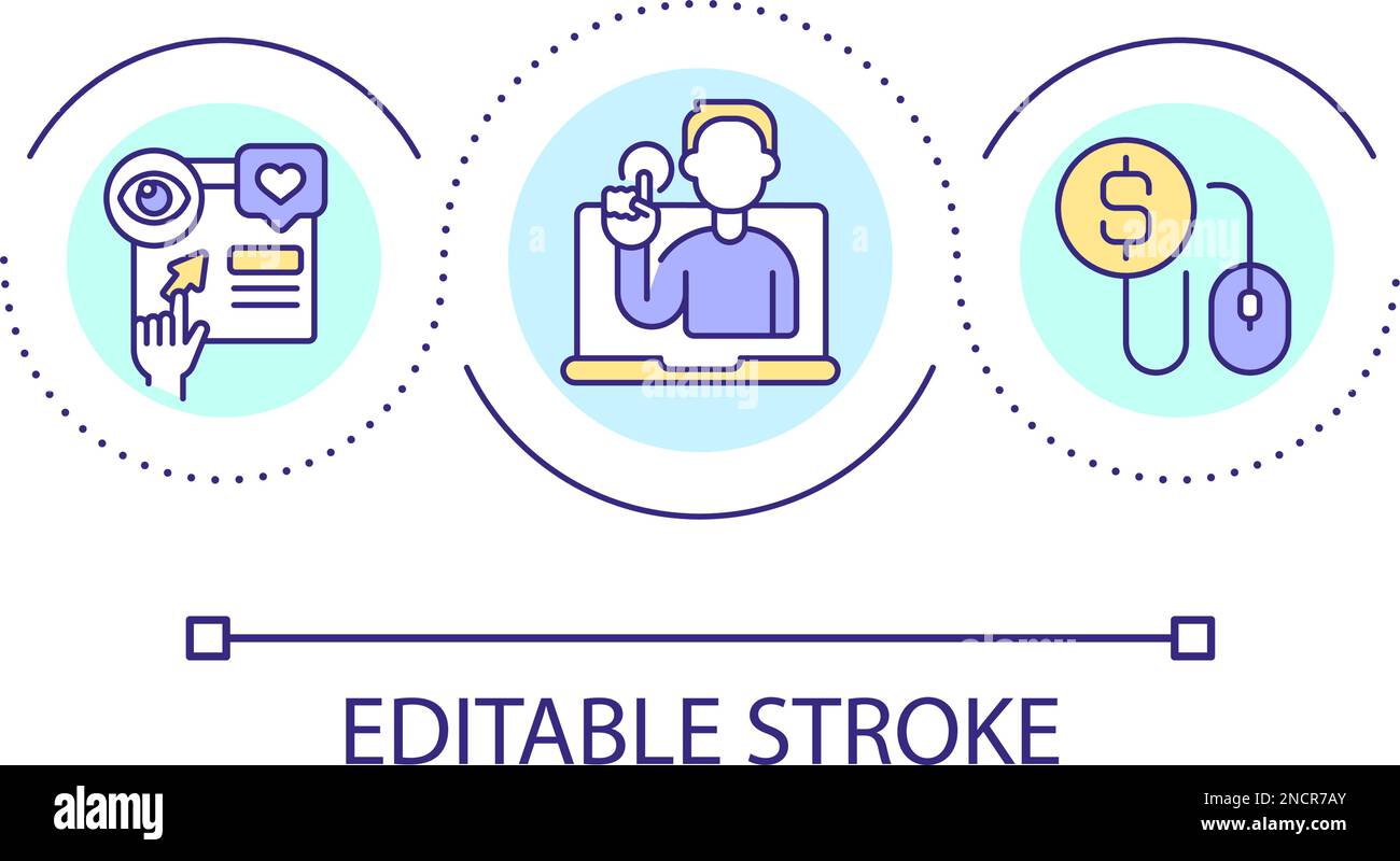 Pay per click program loop concept icon Stock Vector