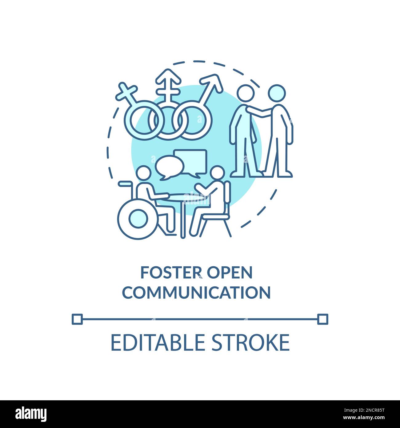 Foster open communication turquoise concept icon Stock Vector