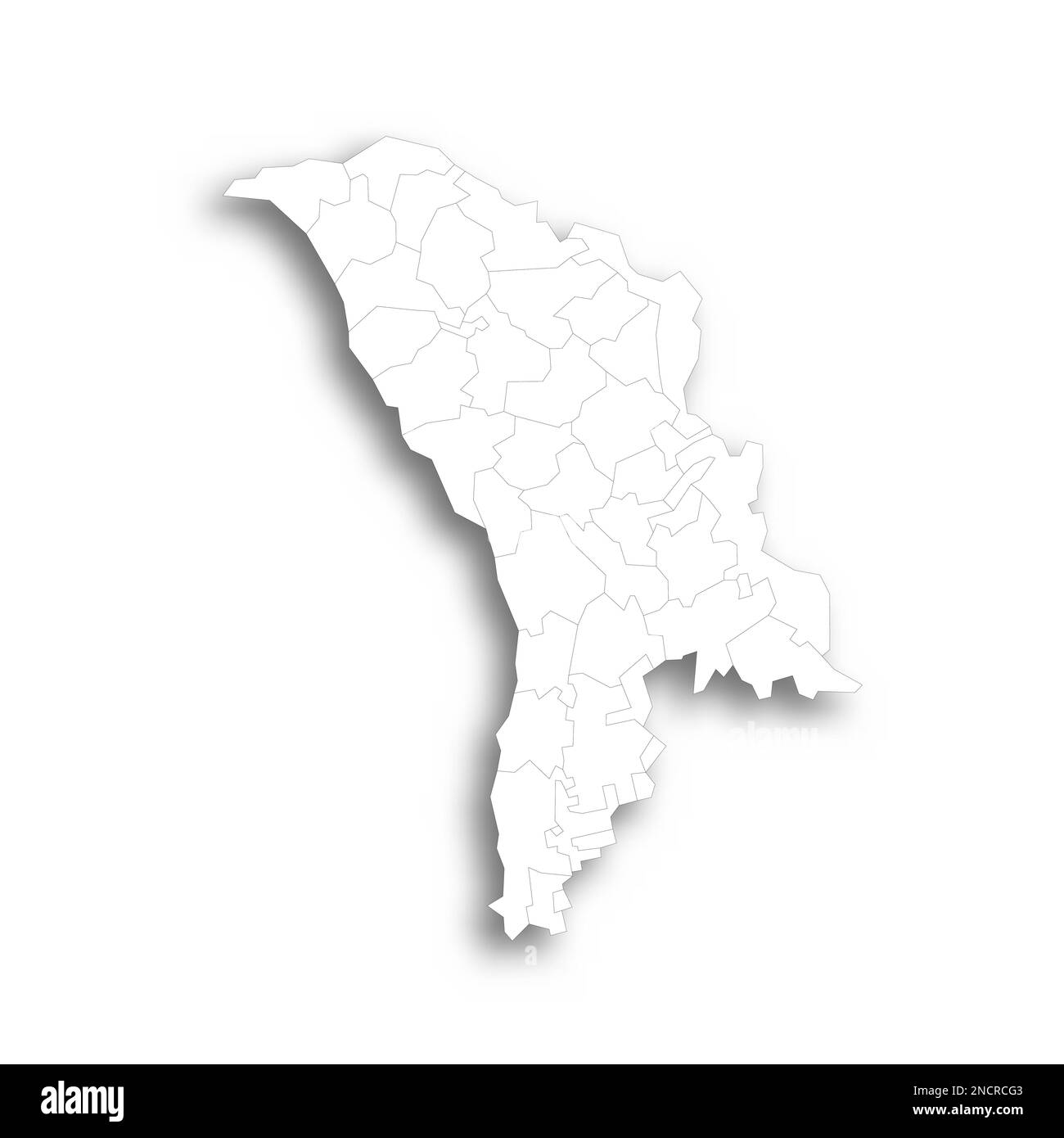 Moldova political map of administrative divisions - districts
