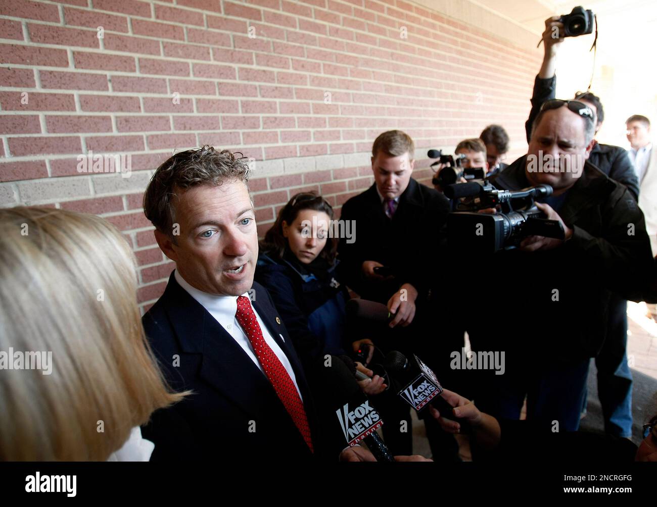 Kentucky Republican Senate candidate Rand Paul answers questions after