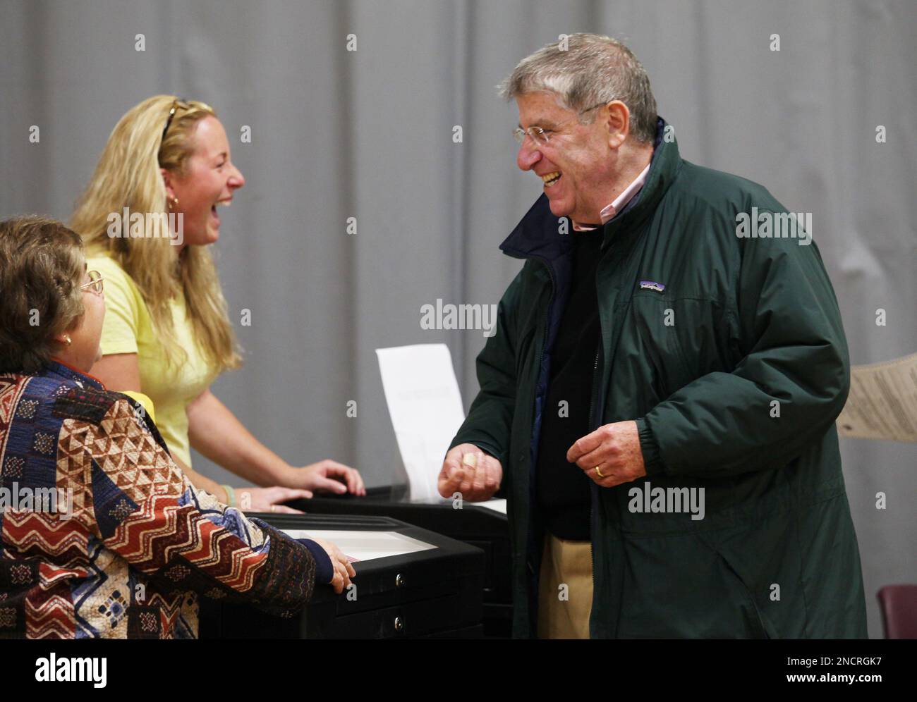 Independent gubernatorial candidate Eliot Cutler, right, speaks to