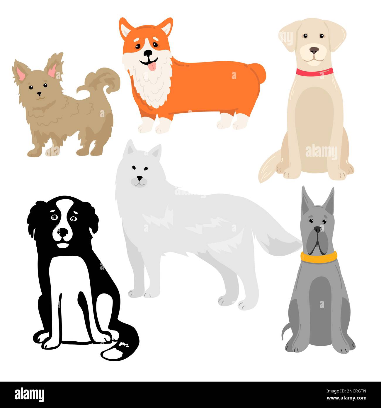 Dogs collection. Vector illustration of funny cartoon different breeds ...