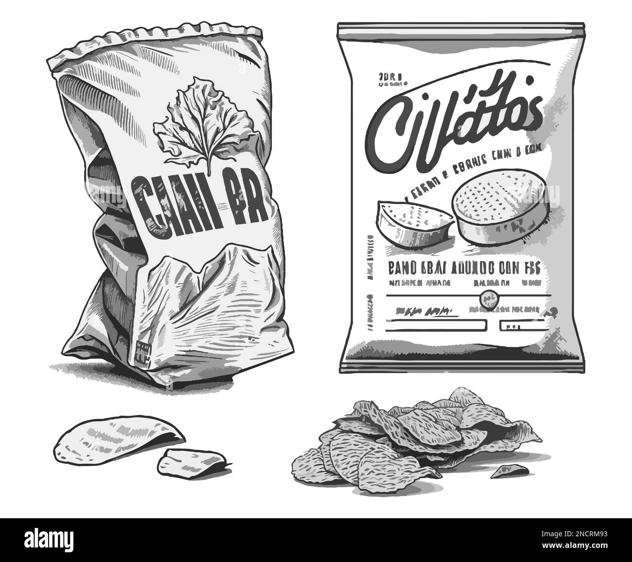 Chips package and pile isolated vector set Stock Vector