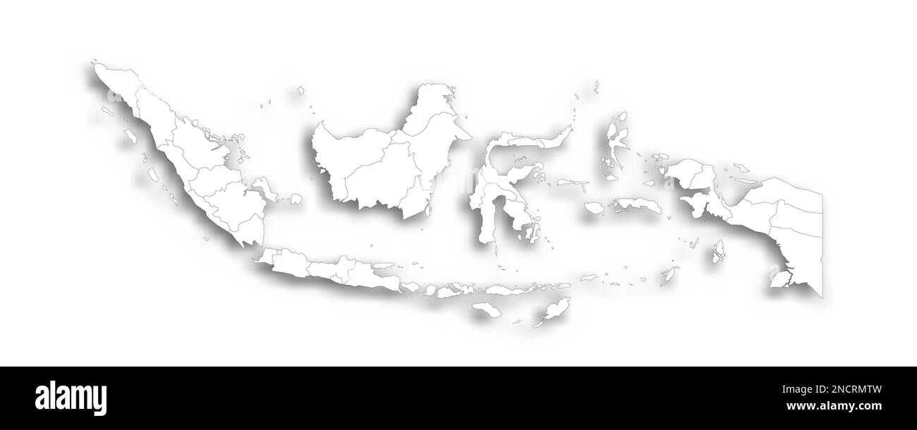 Indonesia Political Map Of Administrative Divisions Provinces And Indonesia Political Map Of Administrative Divisions Provinces And Special Regions Flat White Blank Map With Thin Black Outline And Dropped Shadow 2NCRMTW 
