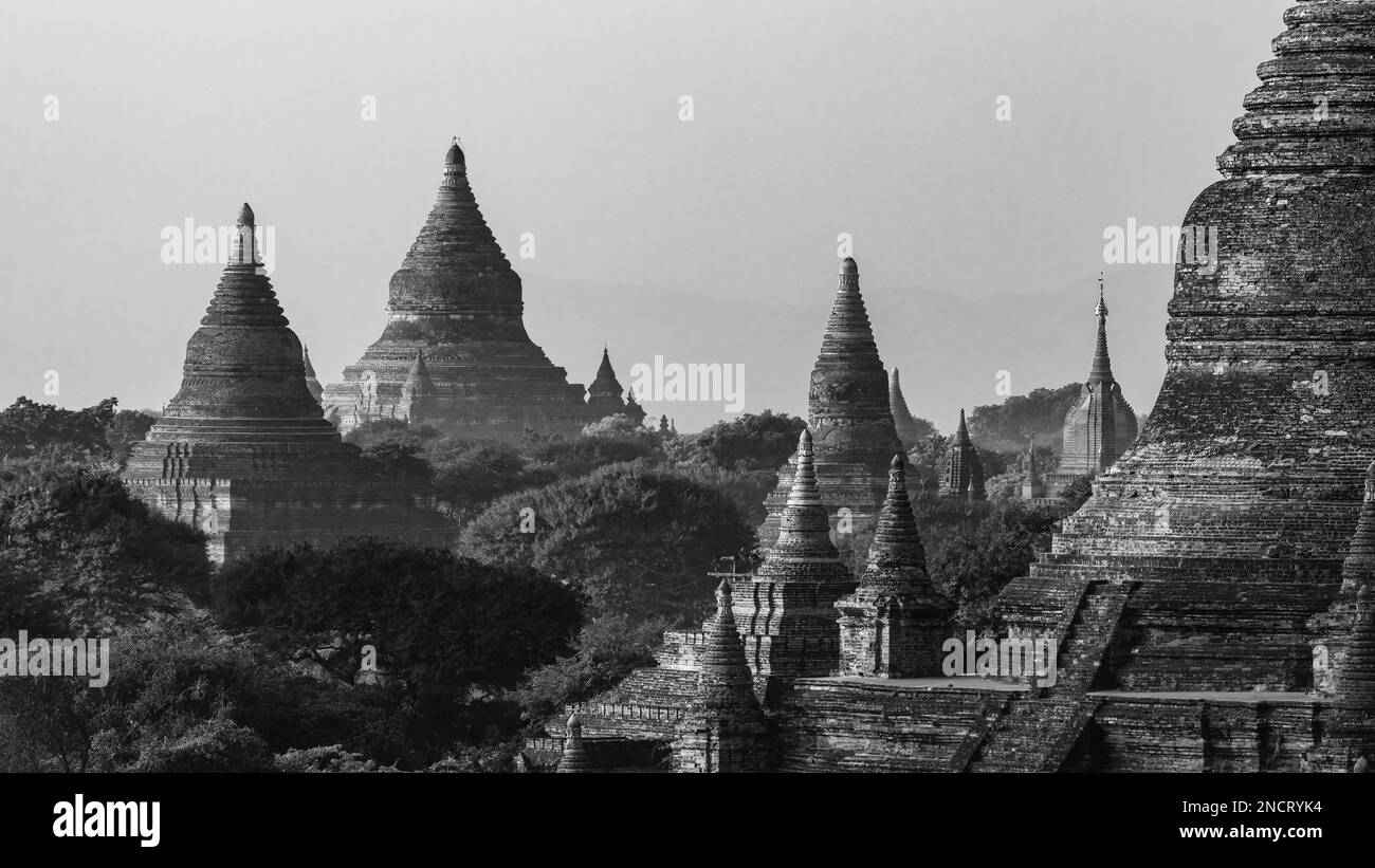 Temple and Pagodas of Bagan in Myanmar Stock Photo
