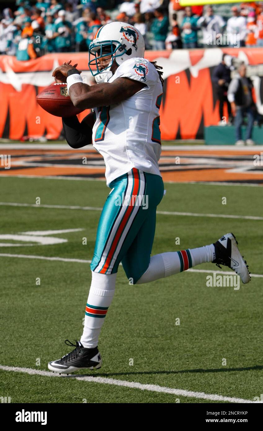 Miami Dolphins' cornerback Benny Sapp stops Cincinnati Bengals running  back Cedric Benson for a seven-yard loss in the fourth quarter at Paul  Brown Stadium in Cincinnati, Ohio, Sunday, October 31, 2010. The