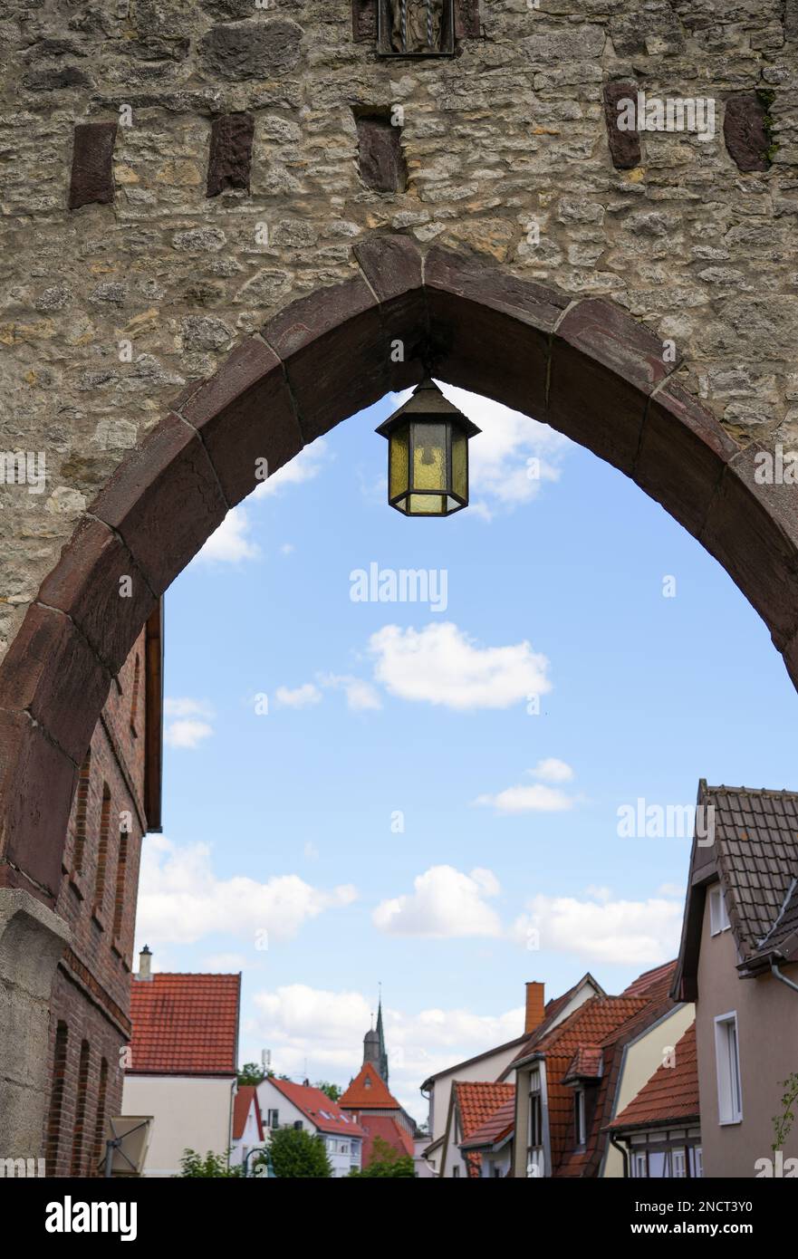 Close-up of the Sacktor in Warburg. Historical sight at the old city gate from the Middle Ages. Stock Photo