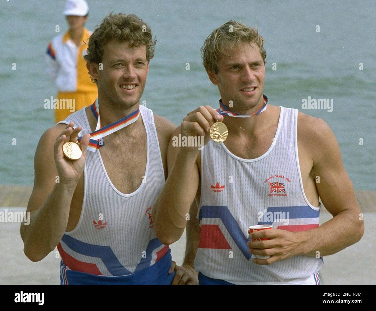 File - British rowing pairs teammates Andrew Holmes, left, and Sir ...