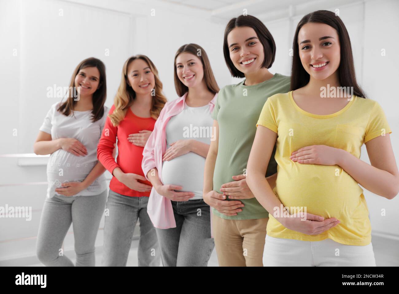 Group of pregnant women at courses for expectant mothers indoors Stock  Photo - Alamy