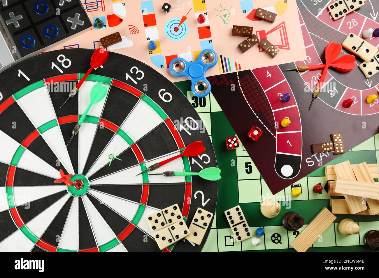 different-types-of-board-games-and-its-components-as-background-top