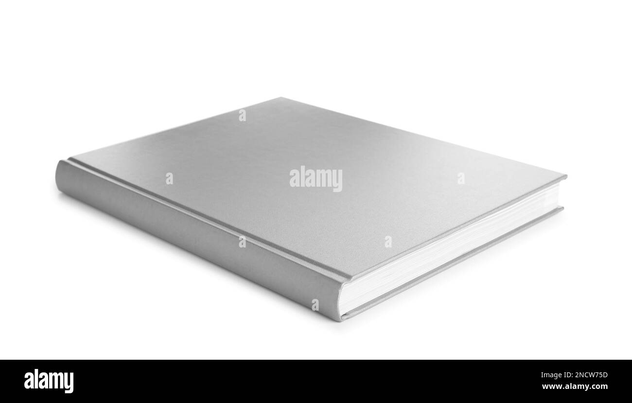 Closed book with grey hard cover isolated on white Stock Photo Alamy