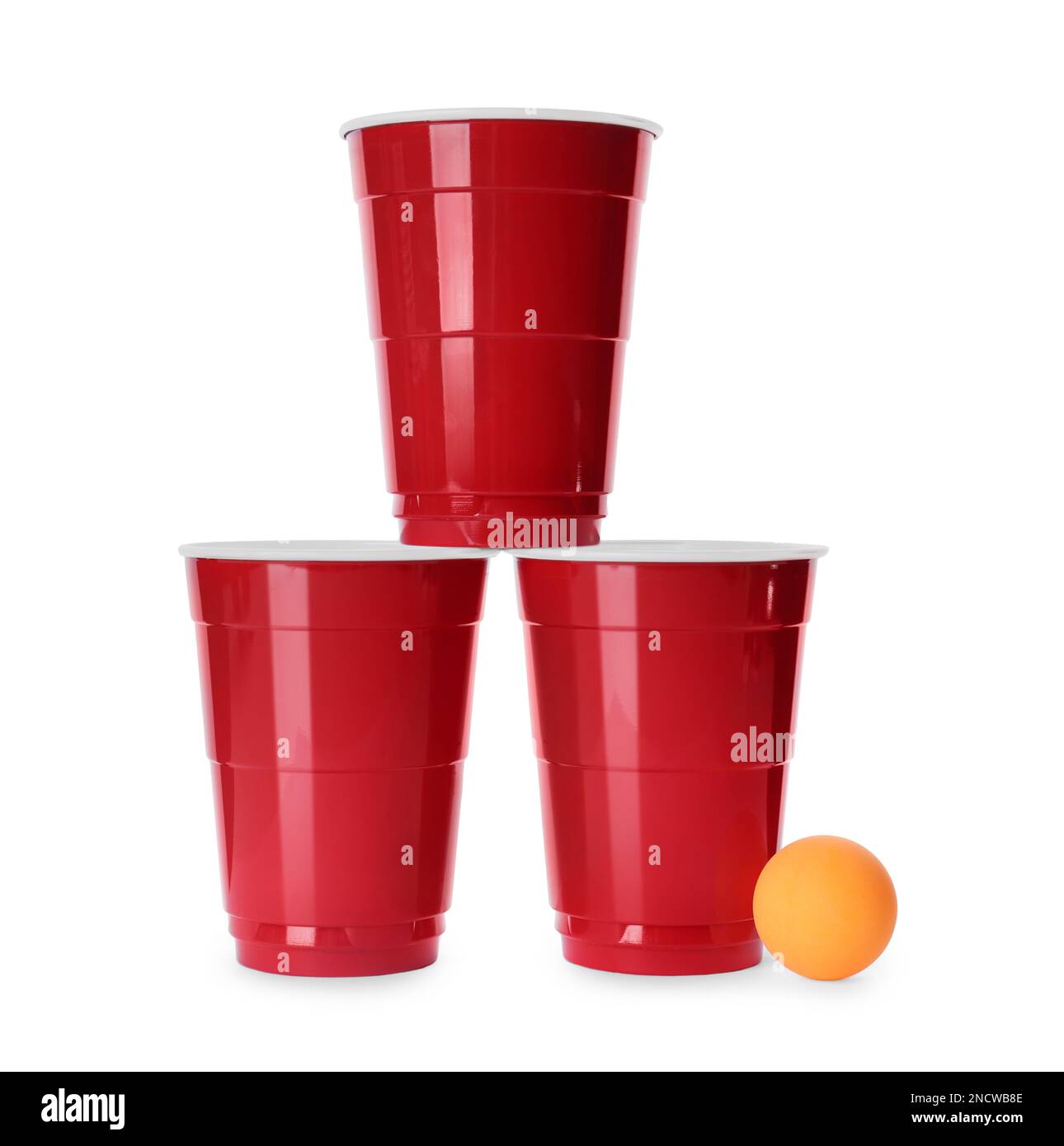 Closeup shot of stacks of red and green plastic cups isolated on a white  background Stock Photo - Alamy