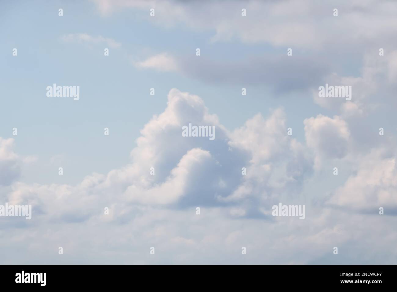 Picturesque view of beautiful blue sky with fluffy white clouds Stock ...
