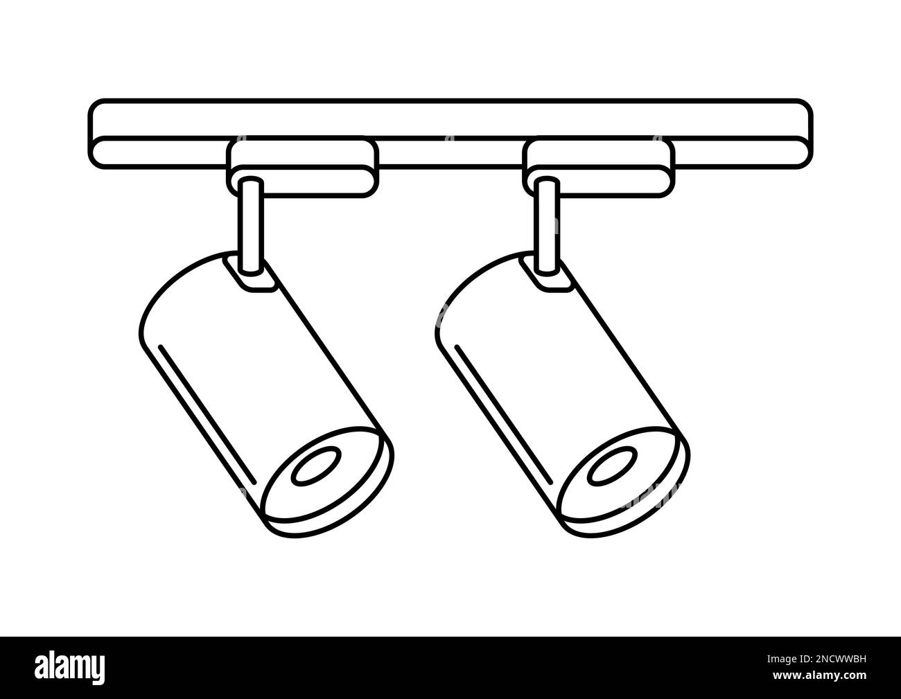 Illustration of track lighting. Electrical lighting equipment