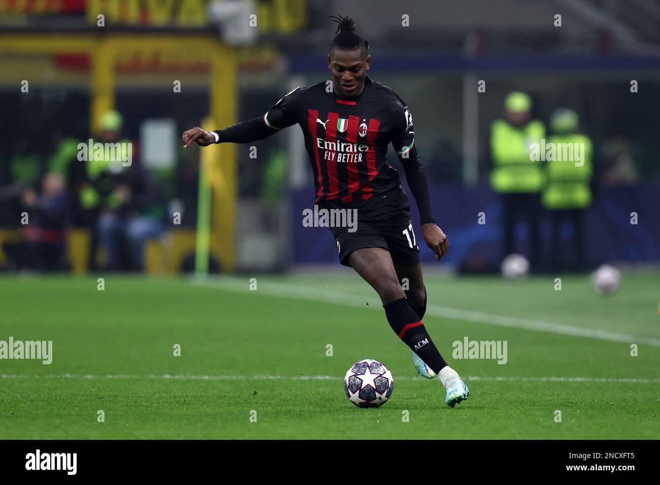 Milano, Italy. 14th Feb, 2023. Rafael Leao (17) of AC Milan seen during the  UEFA Champions League match between AC Milan and Tottenham Hotspur at San  Siro in Milano. (Photo Credit: Gonzales