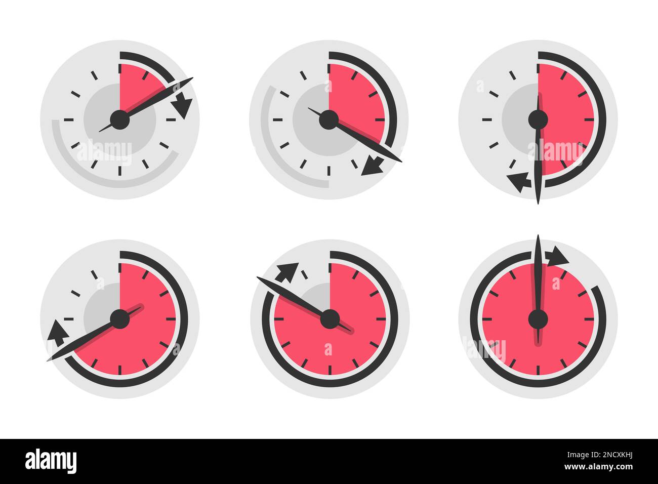 Set of speedometer timer in a flat design. Vector illustration Stock ...