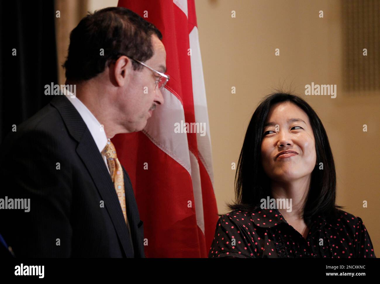 DC Schools Chancellor Michelle Rhee, right, listen to DC City Council ...