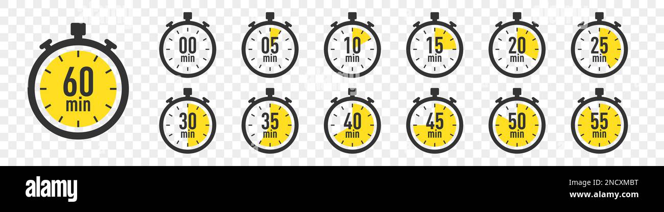 Set of timer clock icons. Stopwatch timer collection Stock Vector Image ...