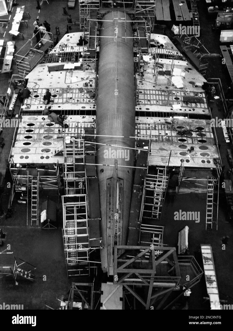 This is a view of the AngloNew York Concorde supersonic jet airliner now under construction at