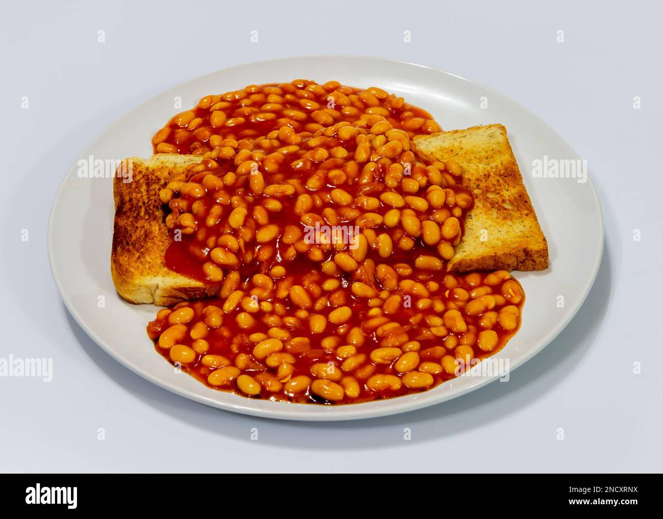 Beans on Toast with Worcestershire sauce Stock Photo