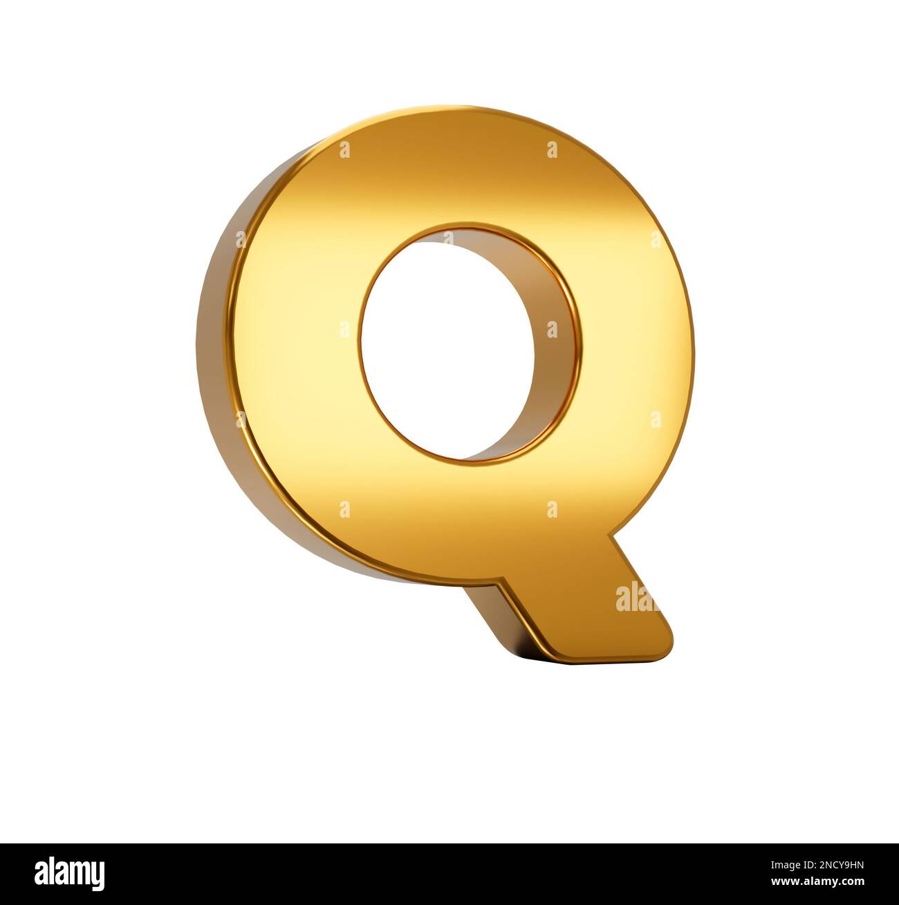 A 3d illustration of the q alphabet isolated on white background stock