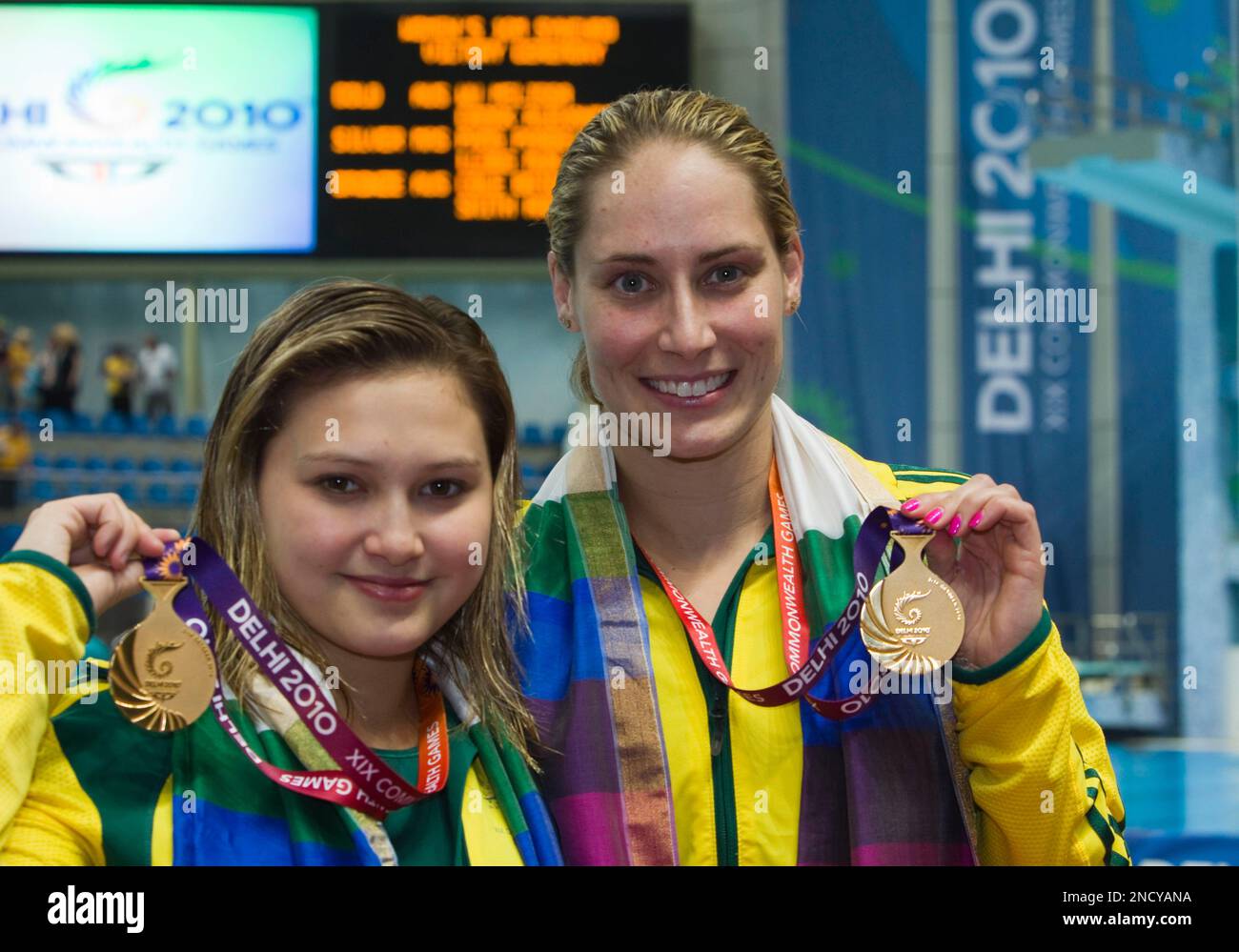 Australia's Melissa Wu, left, and Alexandra Croak show their gold ...