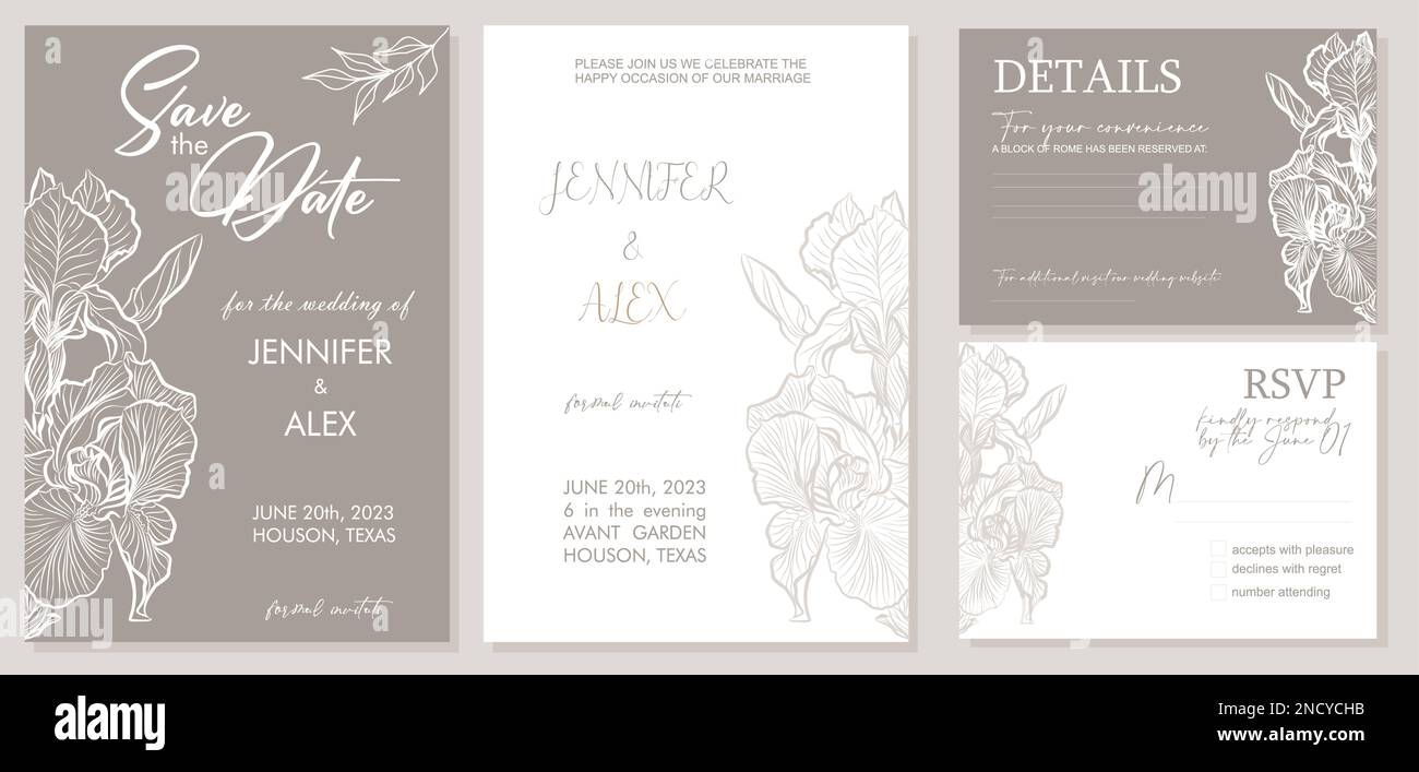 Elegant Wedding Invitation, Save the Date template Stock Vector