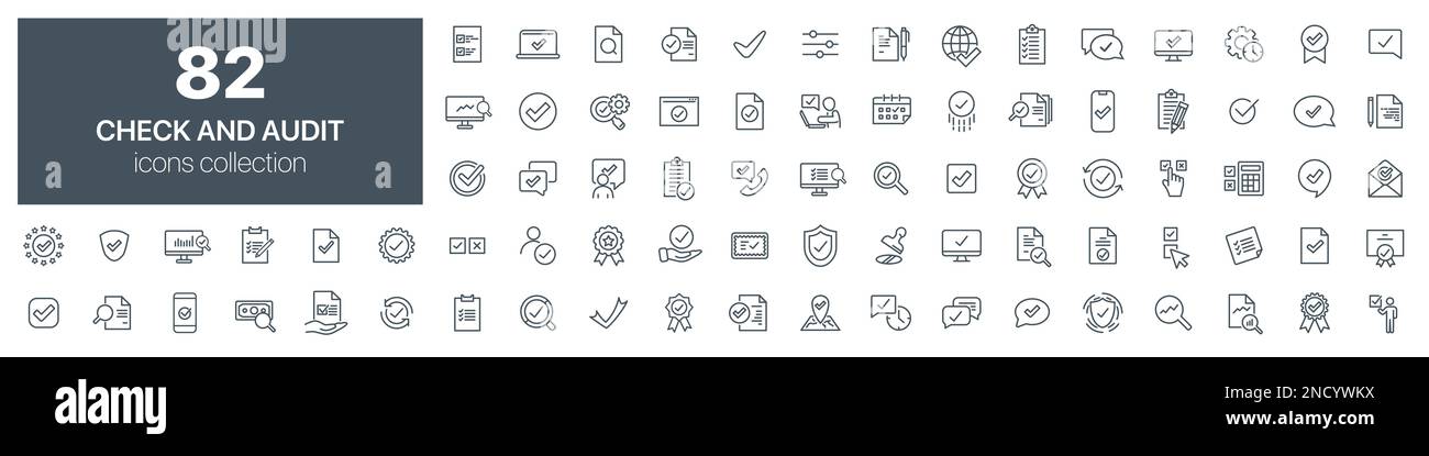 Check and audit line icons collection. Vector illustration eps10 Stock ...