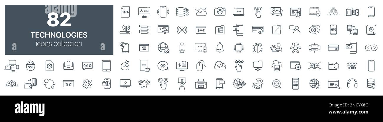 Technologies line icons collection. Vector illustration eps10 Stock Vector